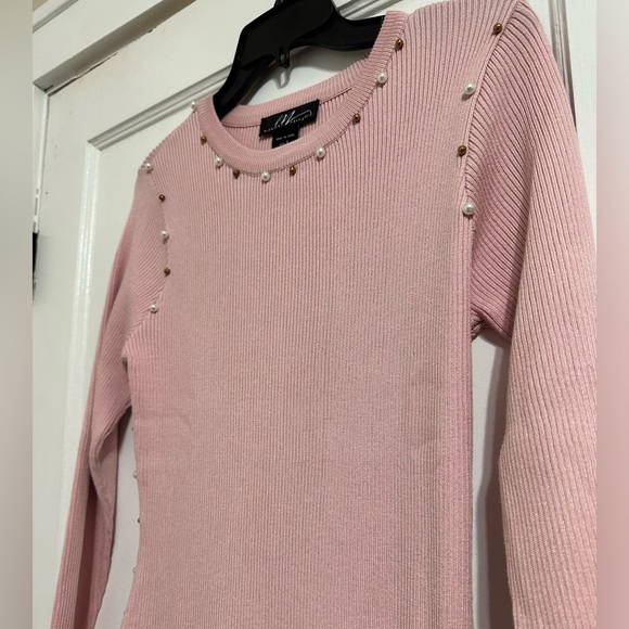Midnight Velvet Pearly Pink Midi Sweater Dress Beautiful and RARE SIZE L - Picture 6 of 7